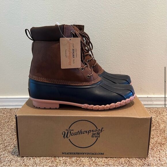 NWT Size 8 Mens Weatherproof Mens Adam Leather Round Toe Mid-Calf Duck Shoes - Picture 4 of 9